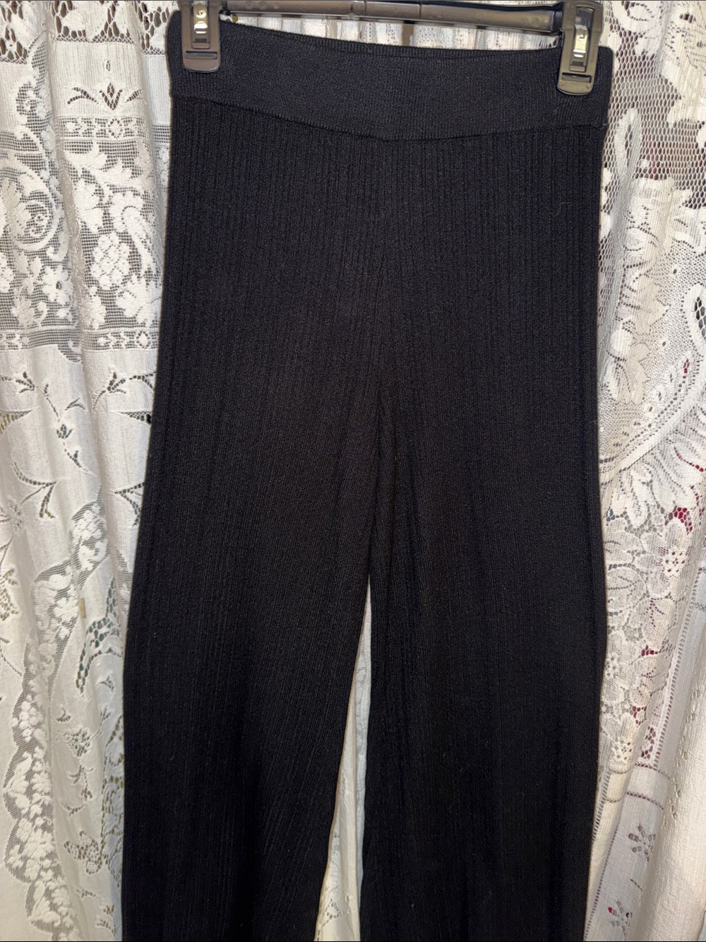 House of Harlow 1960 Black Wide-Leg Knit Pants - Picture 2 of 6